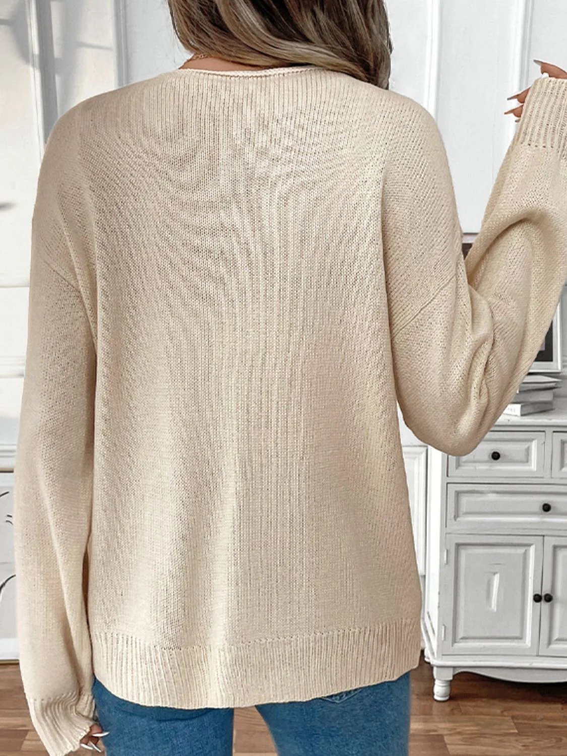 Perfee Tied Round Neck Long Sleeve Cardigan - Image 6