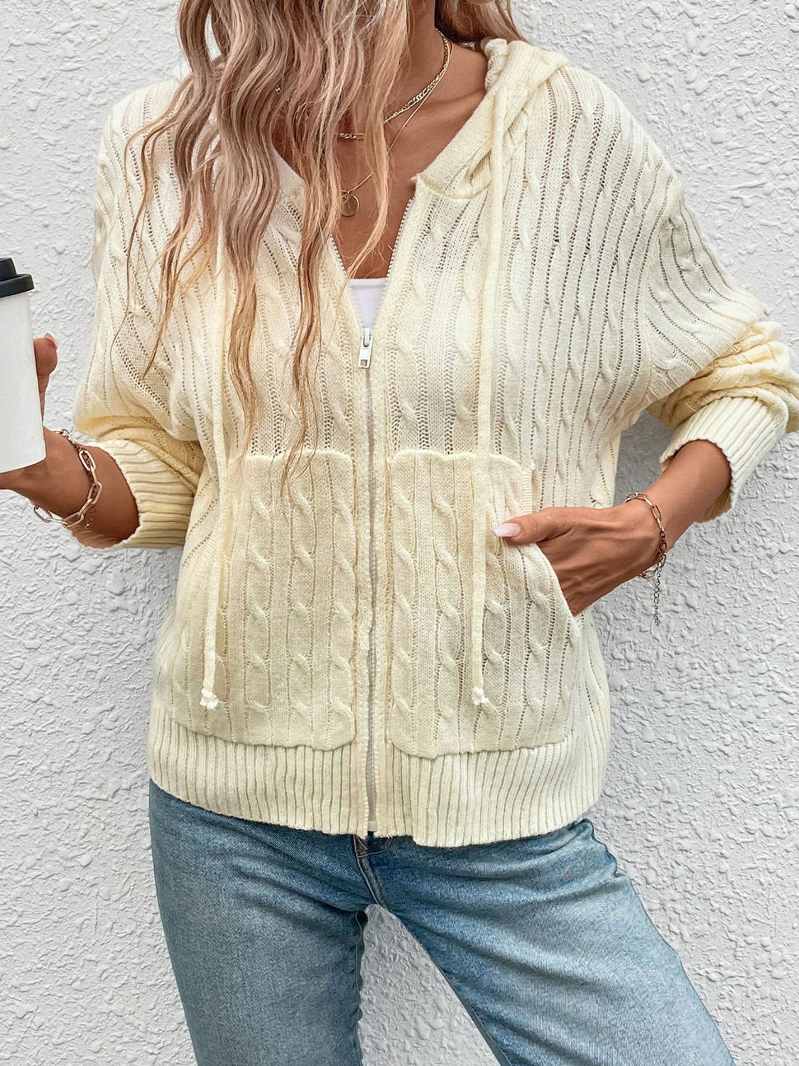 Perfee Zip Up Long Sleeve Hooded Cardigan - Image 5