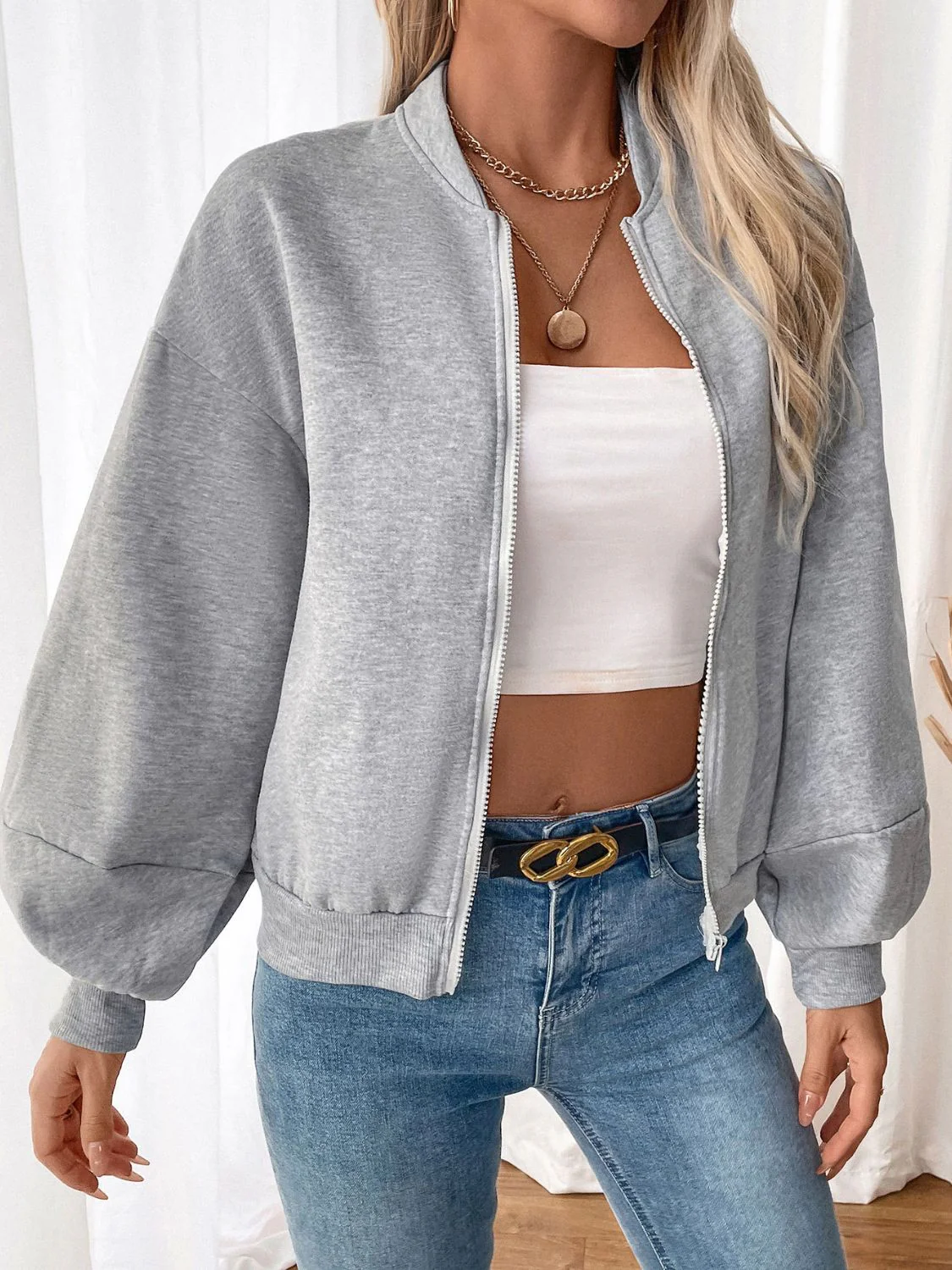 Perfee Zip Up Long Sleeve Sweatshirt - Image 4