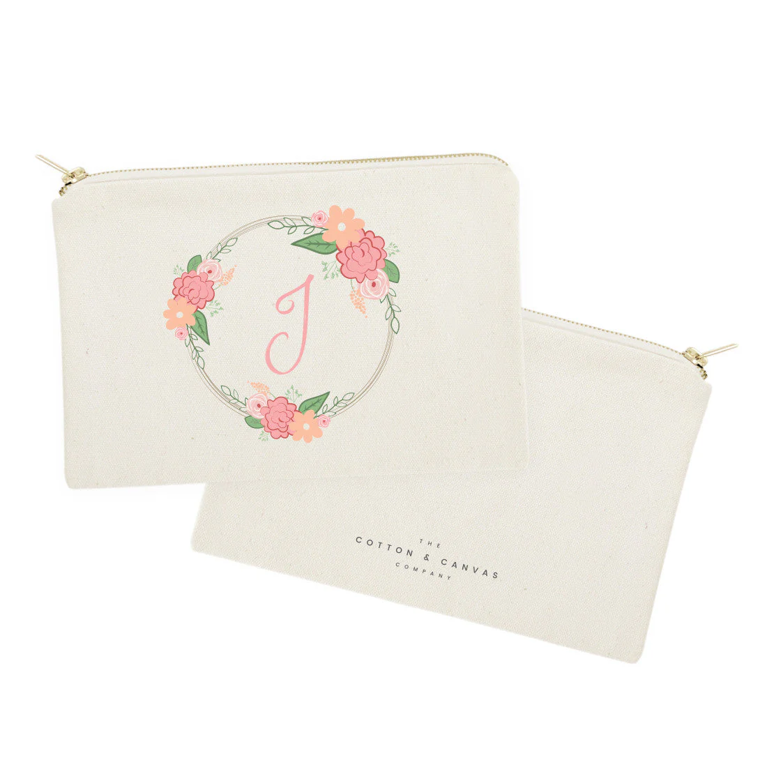 Personalized Color Monogram Floral Cosmetic Bag and Travel Make Up Pouch by The Cotton & Canvas Co. - Image 2