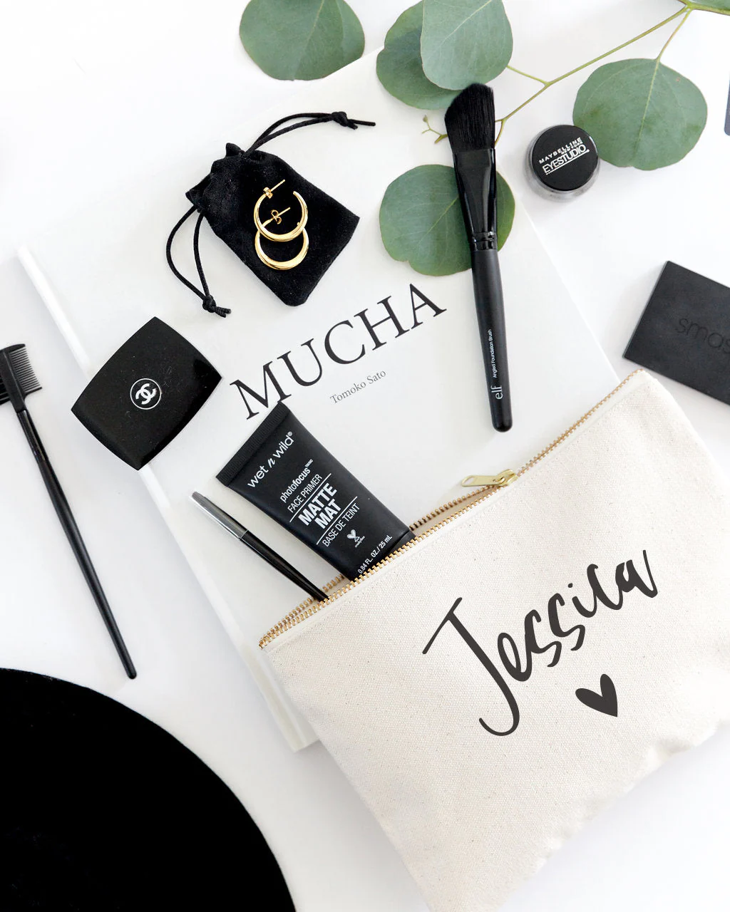Personalized Name Heart Cosmetic Bag and Travel Make Up Pouch by The Cotton & Canvas Co. - Image 4