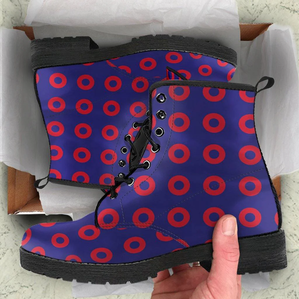 Phish  Memory Foam Boots | All Season Lace Up Boots | Vegan Leather Combat Boot | Band Fishman Donuts by Manifestie - Image 2