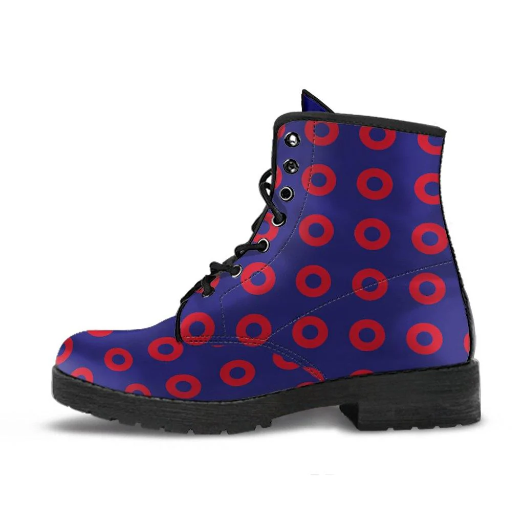 Phish  Memory Foam Boots | All Season Lace Up Boots | Vegan Leather Combat Boot | Band Fishman Donuts by Manifestie - Image 3