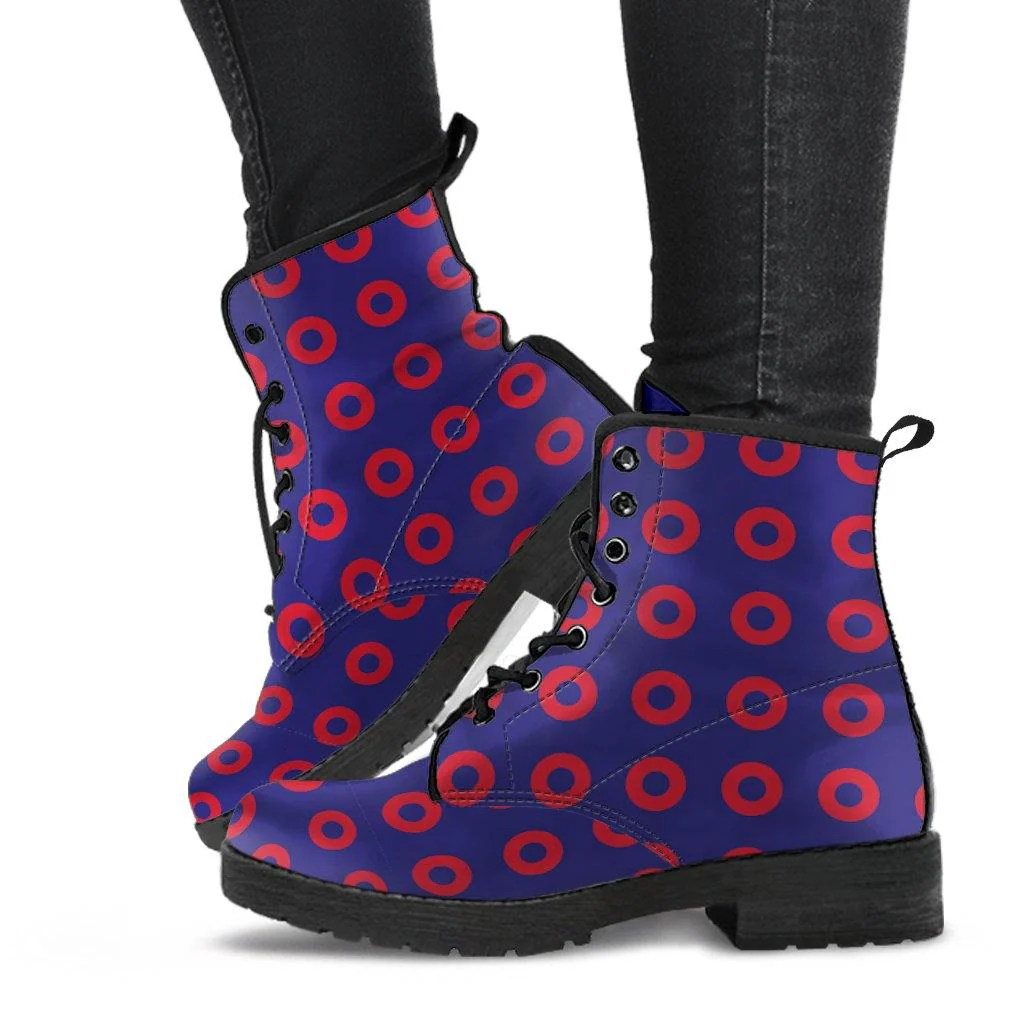 Phish  Memory Foam Boots | All Season Lace Up Boots | Vegan Leather Combat Boot | Band Fishman Donuts by Manifestie - Image 4
