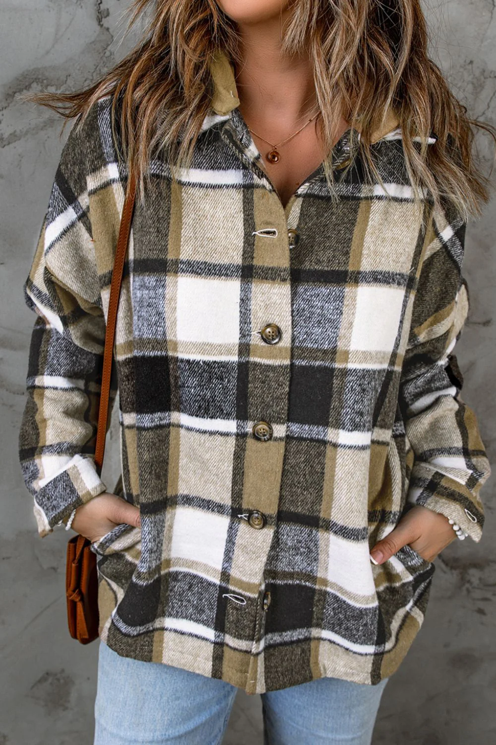 Plaid Button Up Hooded Shacket - Image 14