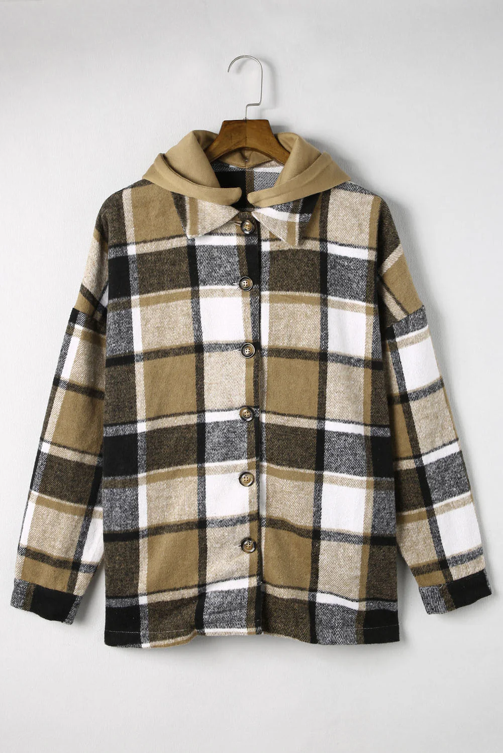 Plaid Button Up Hooded Shacket - Image 17