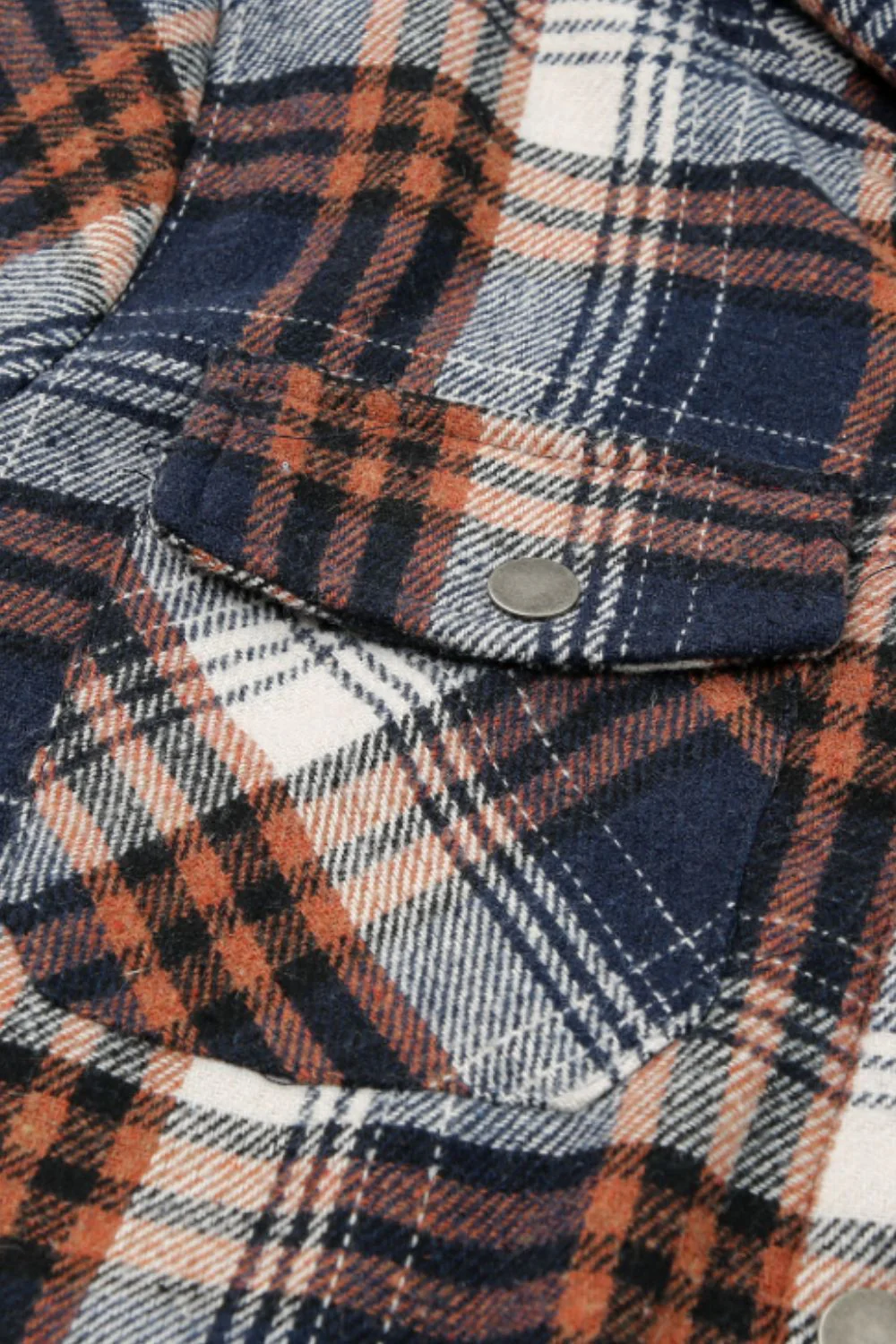 Plaid Button Up Long Sleeve Hooded Jacket - Image 12