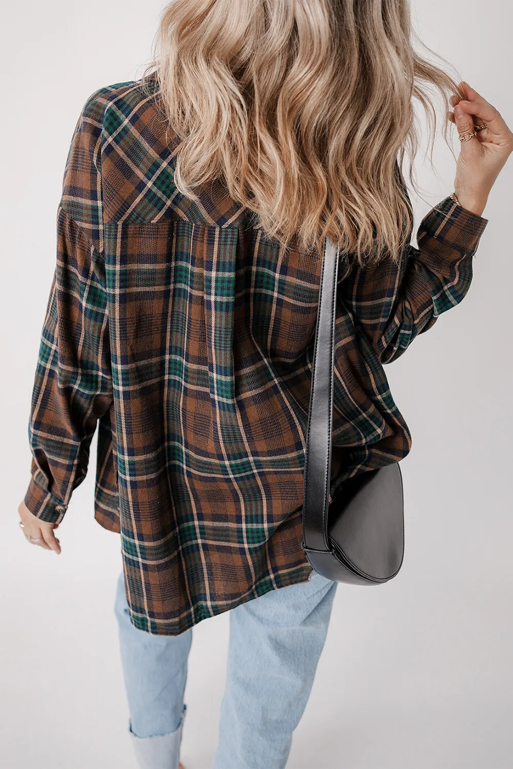 Plaid Button Up Long Sleeve Jacket - Image 4