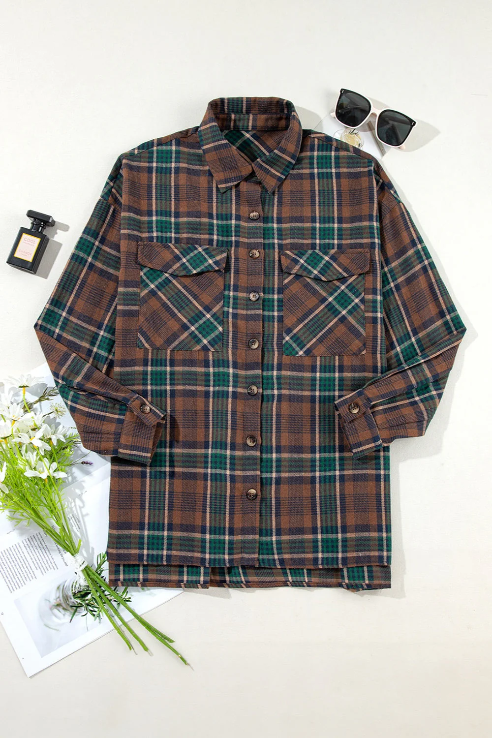 Plaid Button Up Long Sleeve Jacket - Image 5
