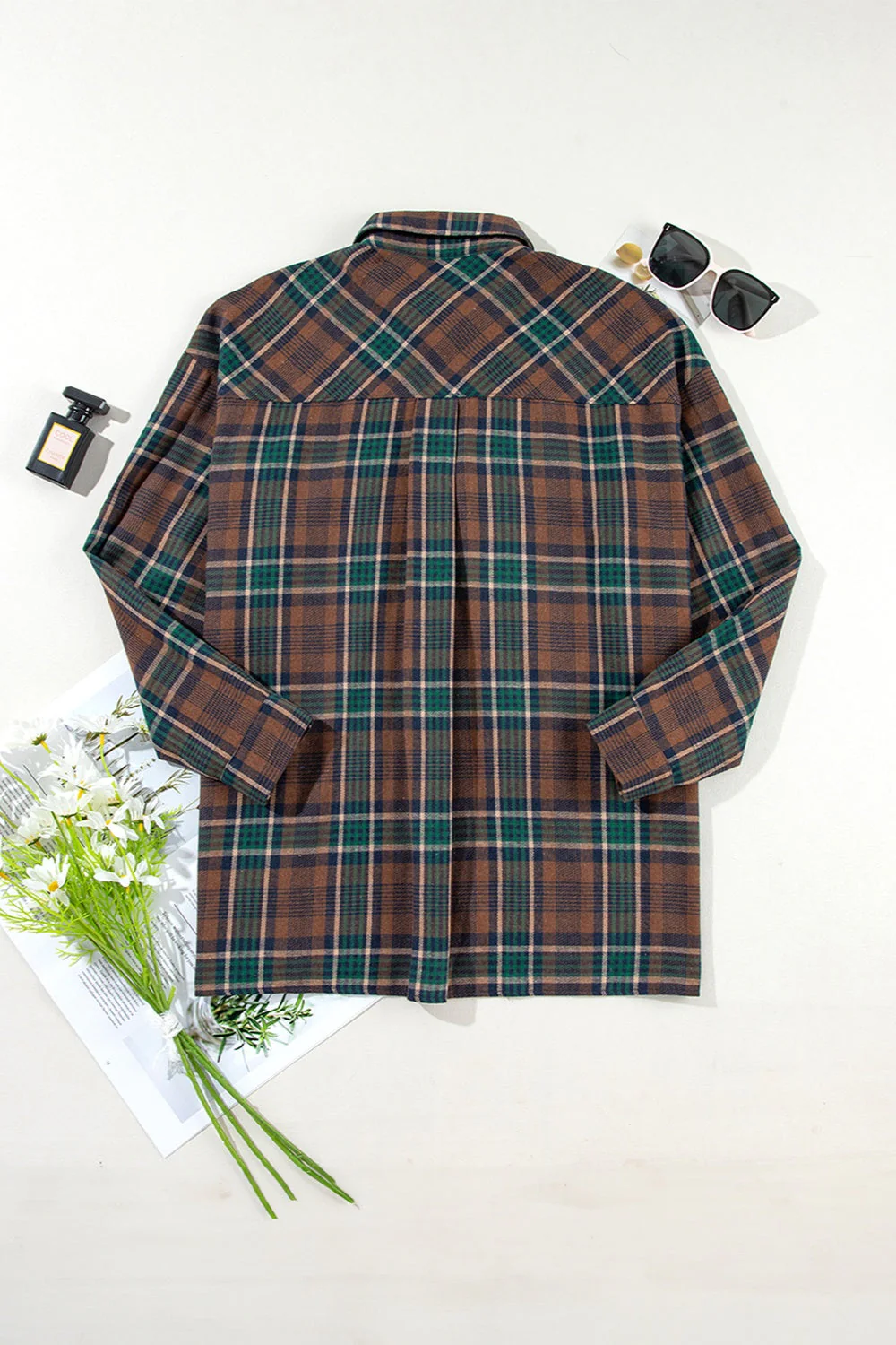 Plaid Button Up Long Sleeve Jacket - Image 6