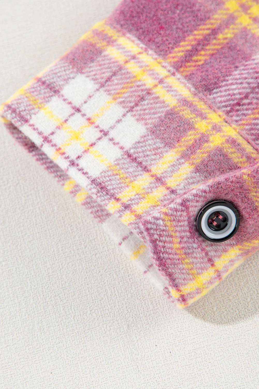 Plaid Collared Neck Button Up Shacket - Image 12