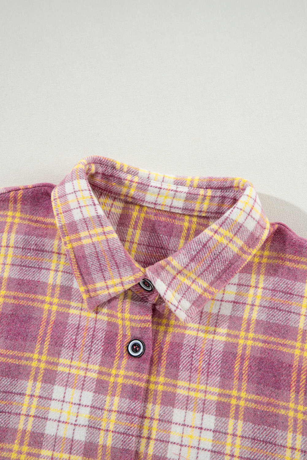Plaid Collared Neck Button Up Shacket - Image 9