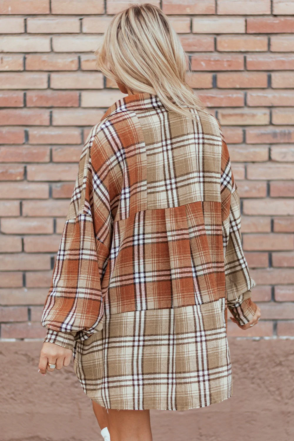 Plaid Snap Down Dropped Shoulder Shacket - Image 4