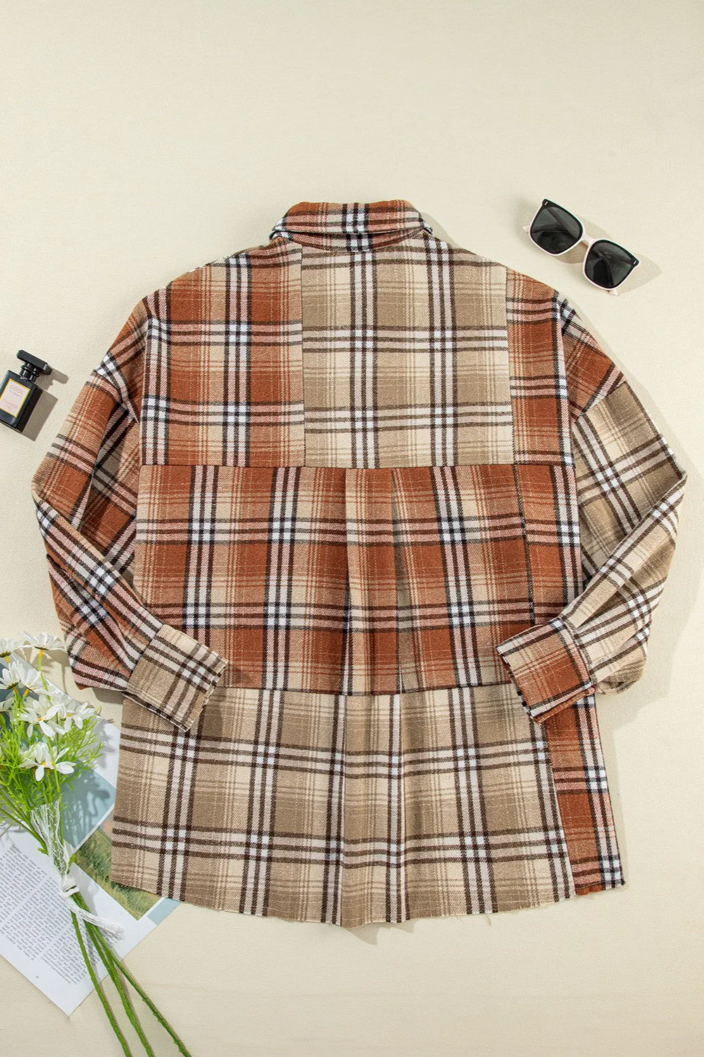 Plaid Snap Down Dropped Shoulder Shacket - Image 7