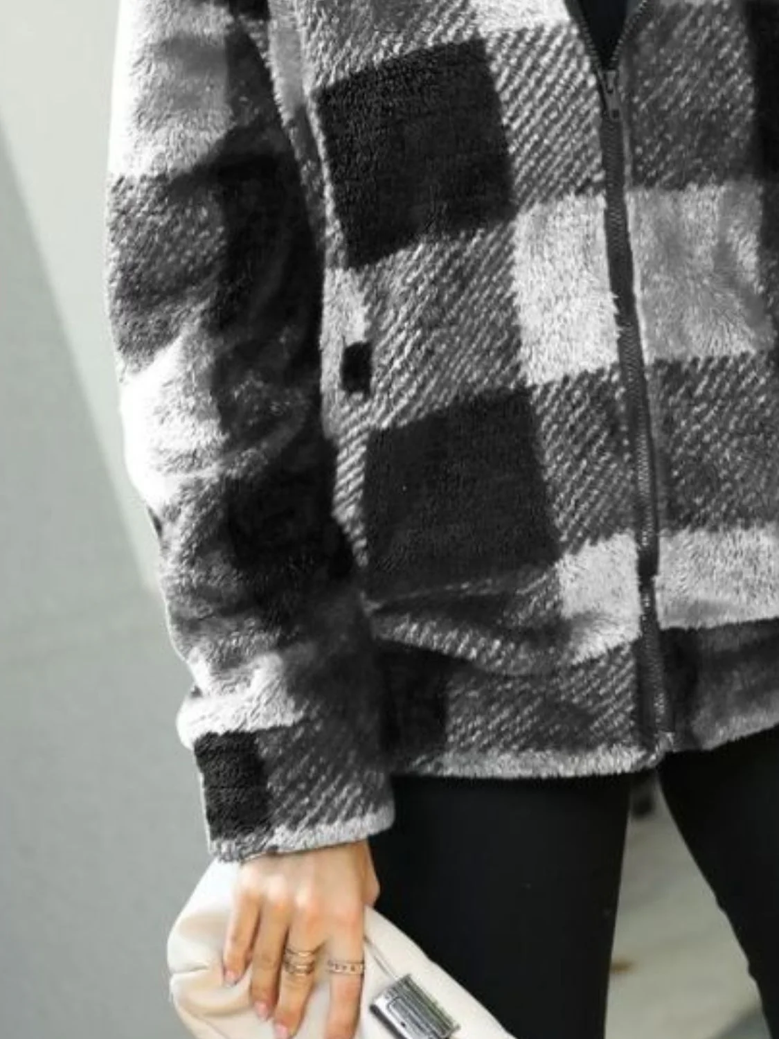 Plaid Zip-Up Collared Jacket - Image 6
