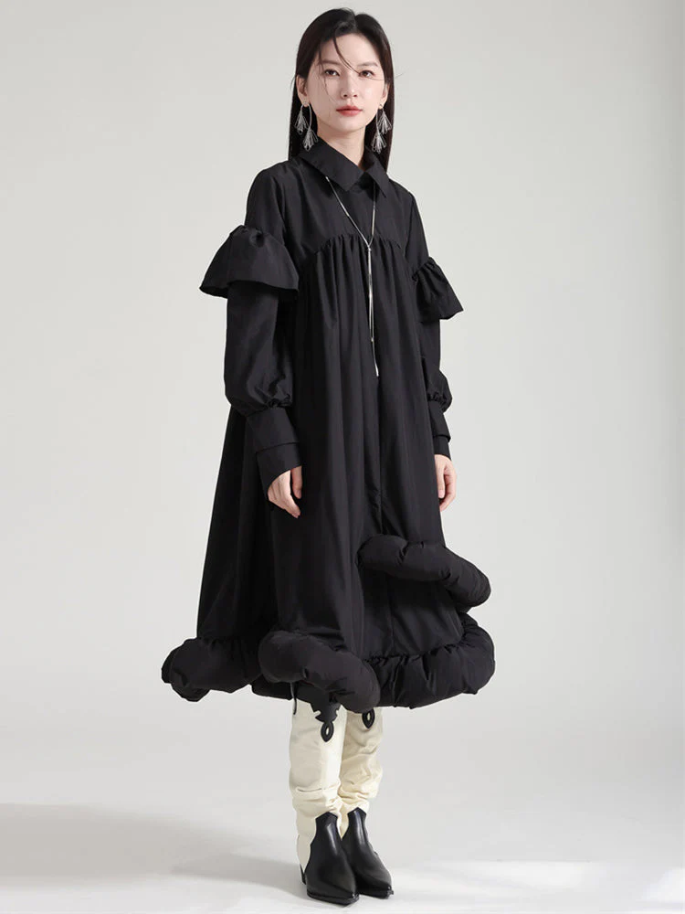 Plufey Long Sleeve Puff Dress - Black by Marigold Shadows - Image 3