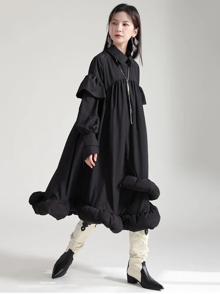 Plufey Long Sleeve Puff Dress - Black by Marigold Shadows - Image 4
