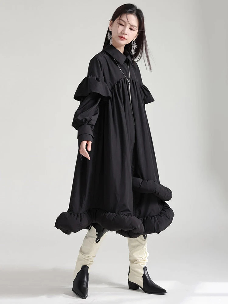 Plufey Long Sleeve Puff Dress - Black by Marigold Shadows - Image 5