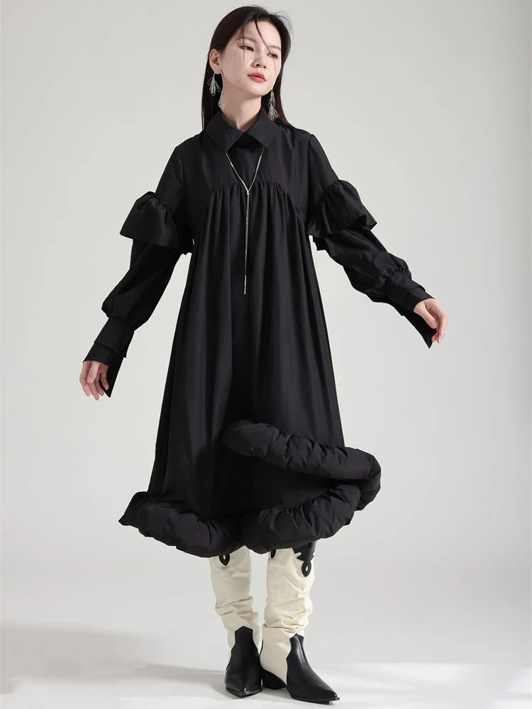 Plufey Long Sleeve Puff Dress - Black by Marigold Shadows - Image 7