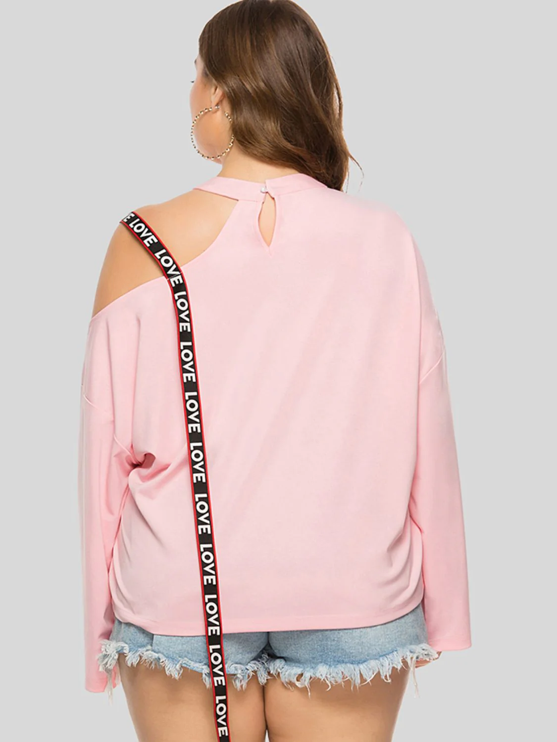 Plus Size Cold-Shoulder Round Neck Blouse - Image 2