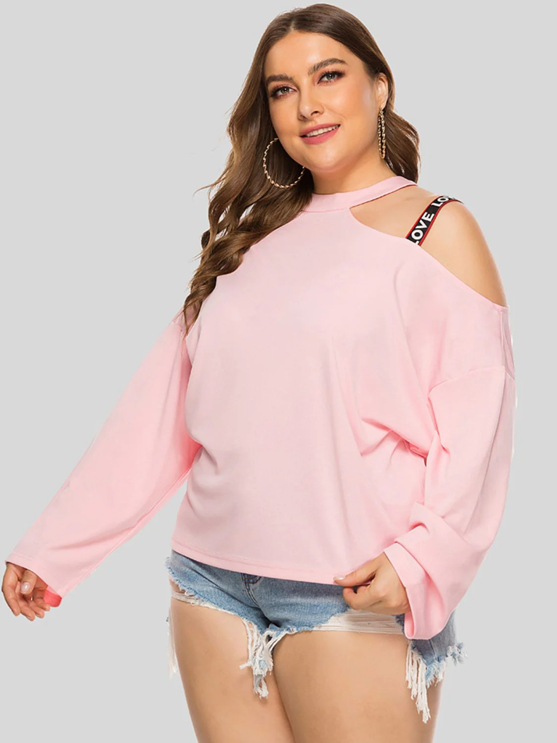 Plus Size Cold-Shoulder Round Neck Blouse - Image 4