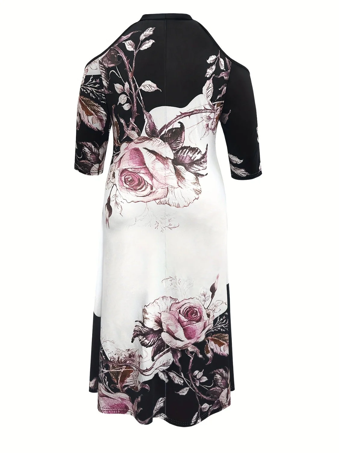 Plus Size Cutout Printed Cold Shoulder Dress - Image 2