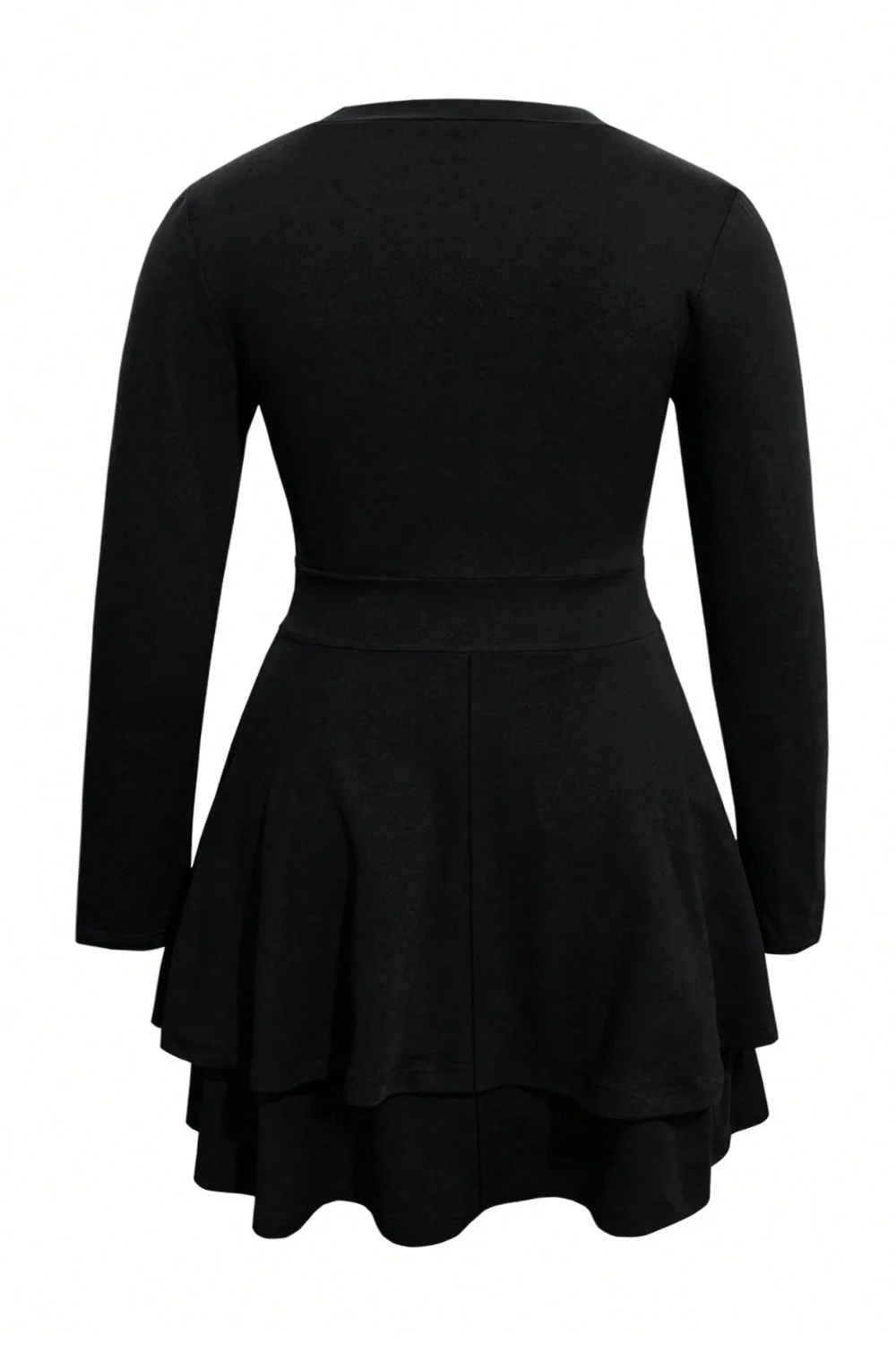 Plus Size Layered V-Neck Long Sleeve Mini Dress - Image 4