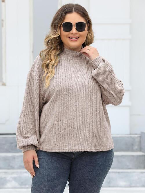 Plus Size Mock Neck Long Sleeve Knit Top - Image 11