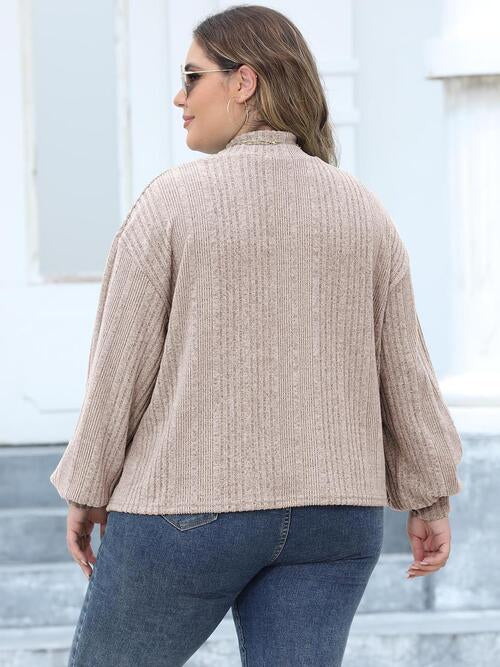 Plus Size Mock Neck Long Sleeve Knit Top - Image 12