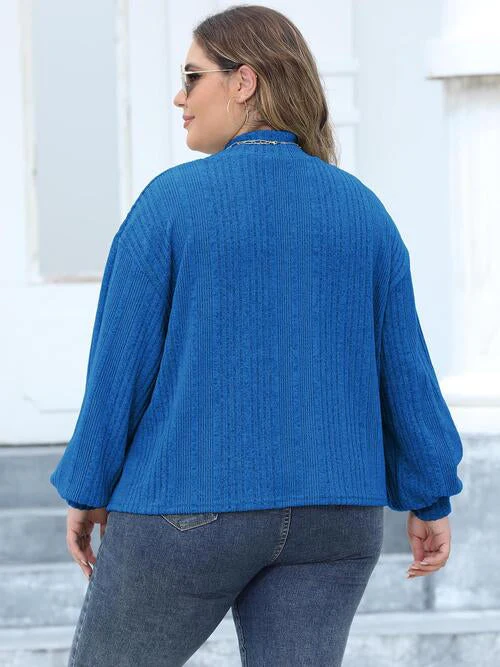 Plus Size Mock Neck Long Sleeve Knit Top - Image 2