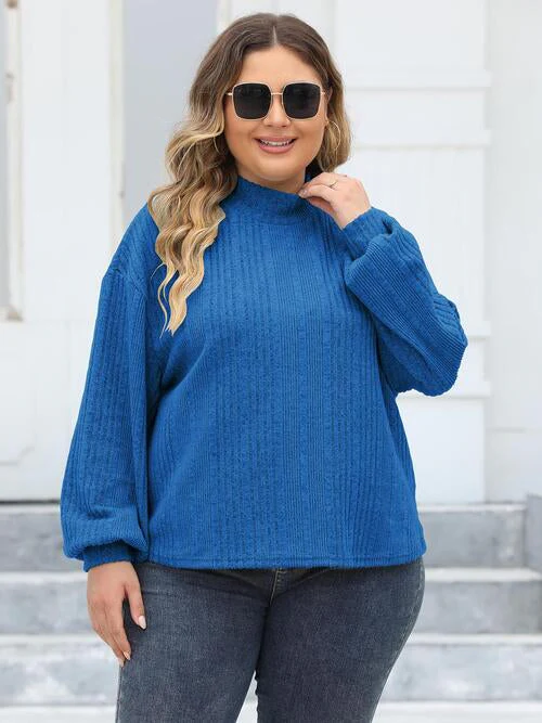 Plus Size Mock Neck Long Sleeve Knit Top - Image 3