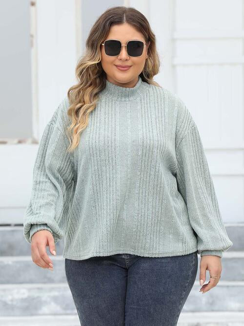 Plus Size Mock Neck Long Sleeve Knit Top - Image 4