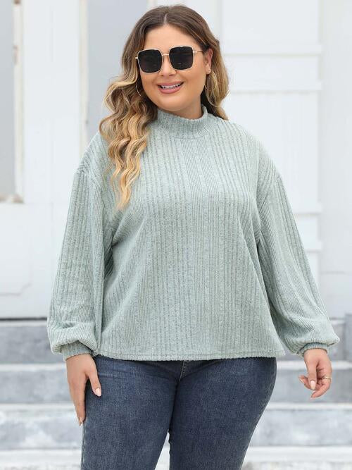 Plus Size Mock Neck Long Sleeve Knit Top - Image 5