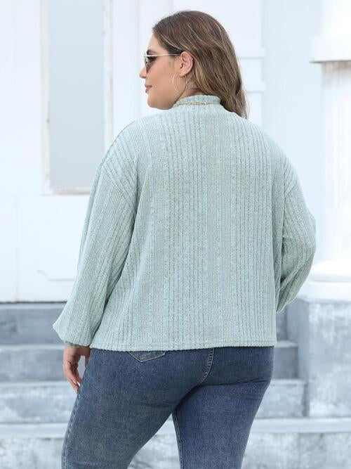 Plus Size Mock Neck Long Sleeve Knit Top - Image 6