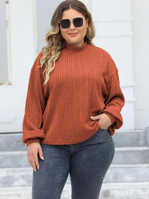 Plus Size Mock Neck Long Sleeve Knit Top - Image 7