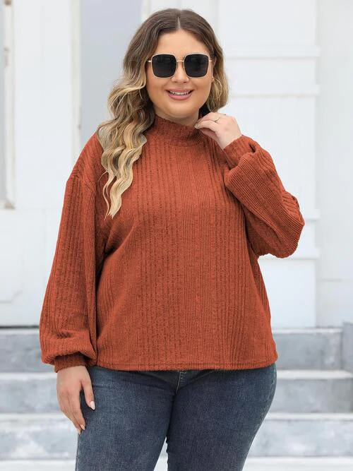 Plus Size Mock Neck Long Sleeve Knit Top - Image 8