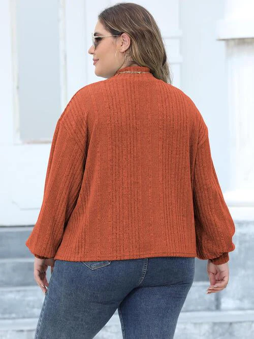 Plus Size Mock Neck Long Sleeve Knit Top - Image 9