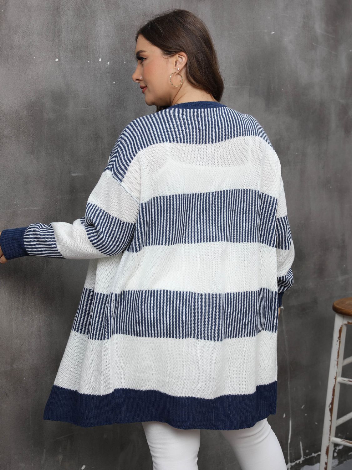 Plus Size Open Front Long Sleeve Cardigan - Image 2