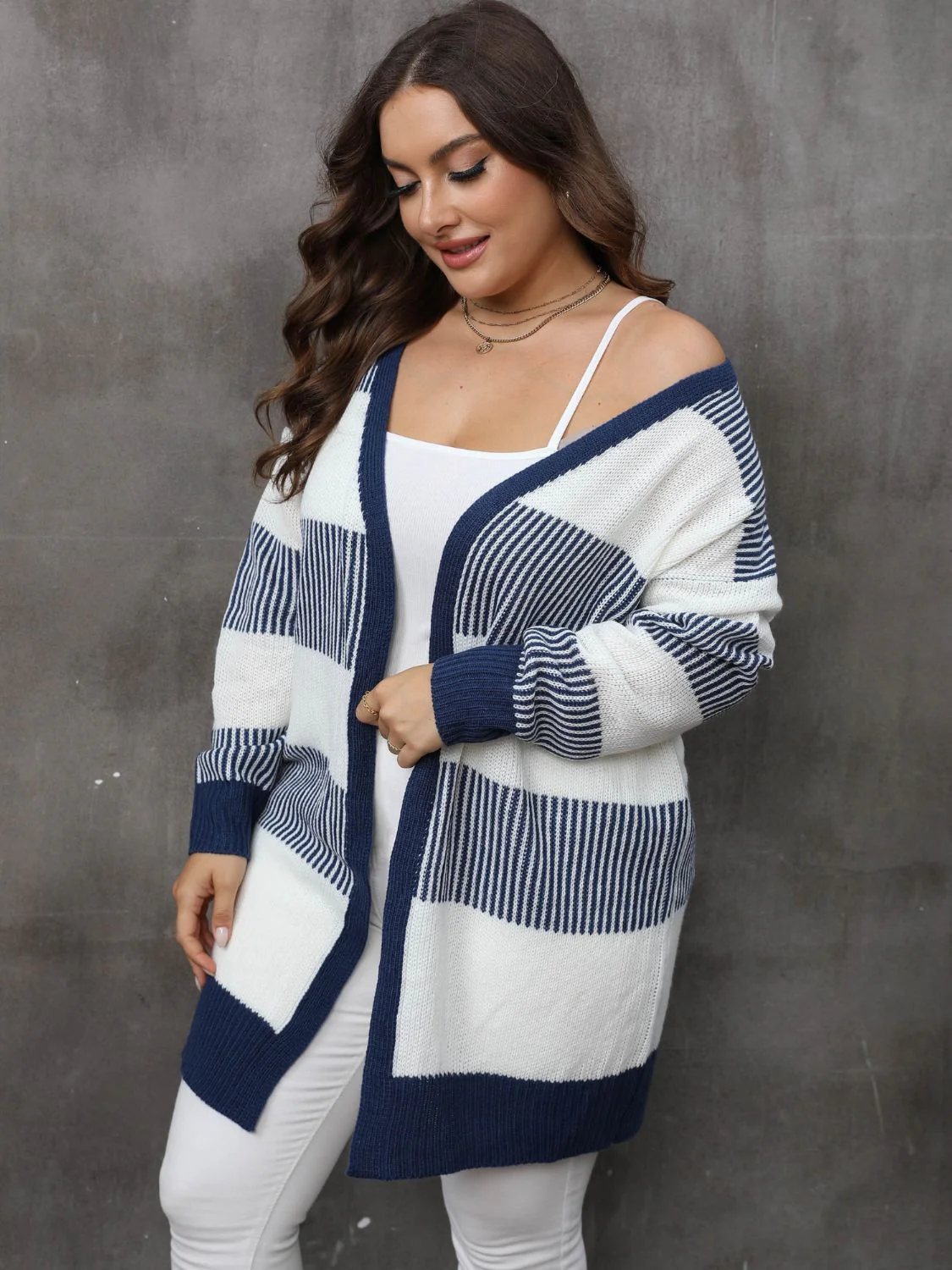 Plus Size Open Front Long Sleeve Cardigan - Image 4