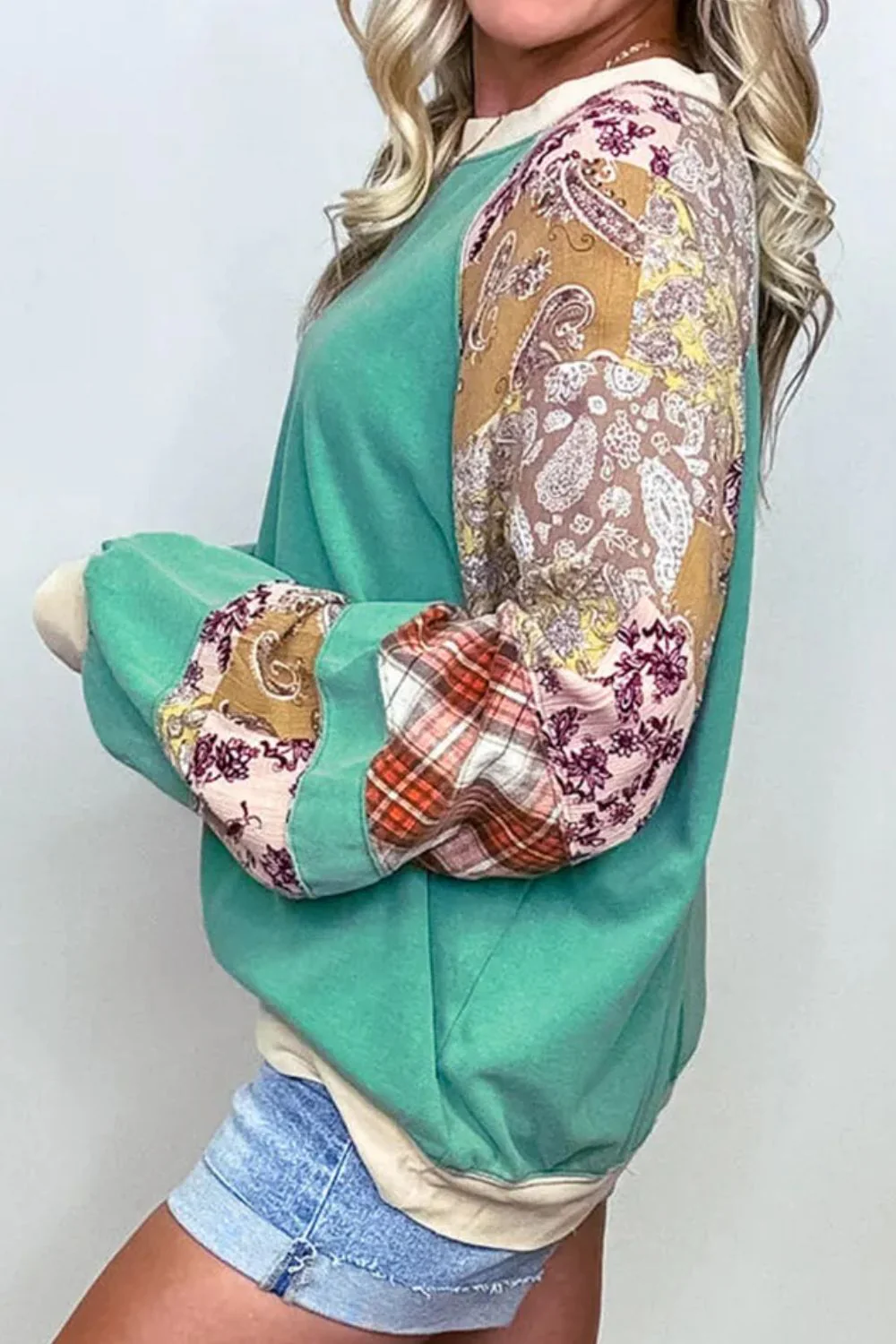 Plus Size Printed Raglan Sleeve Sweatshirt - Image 2