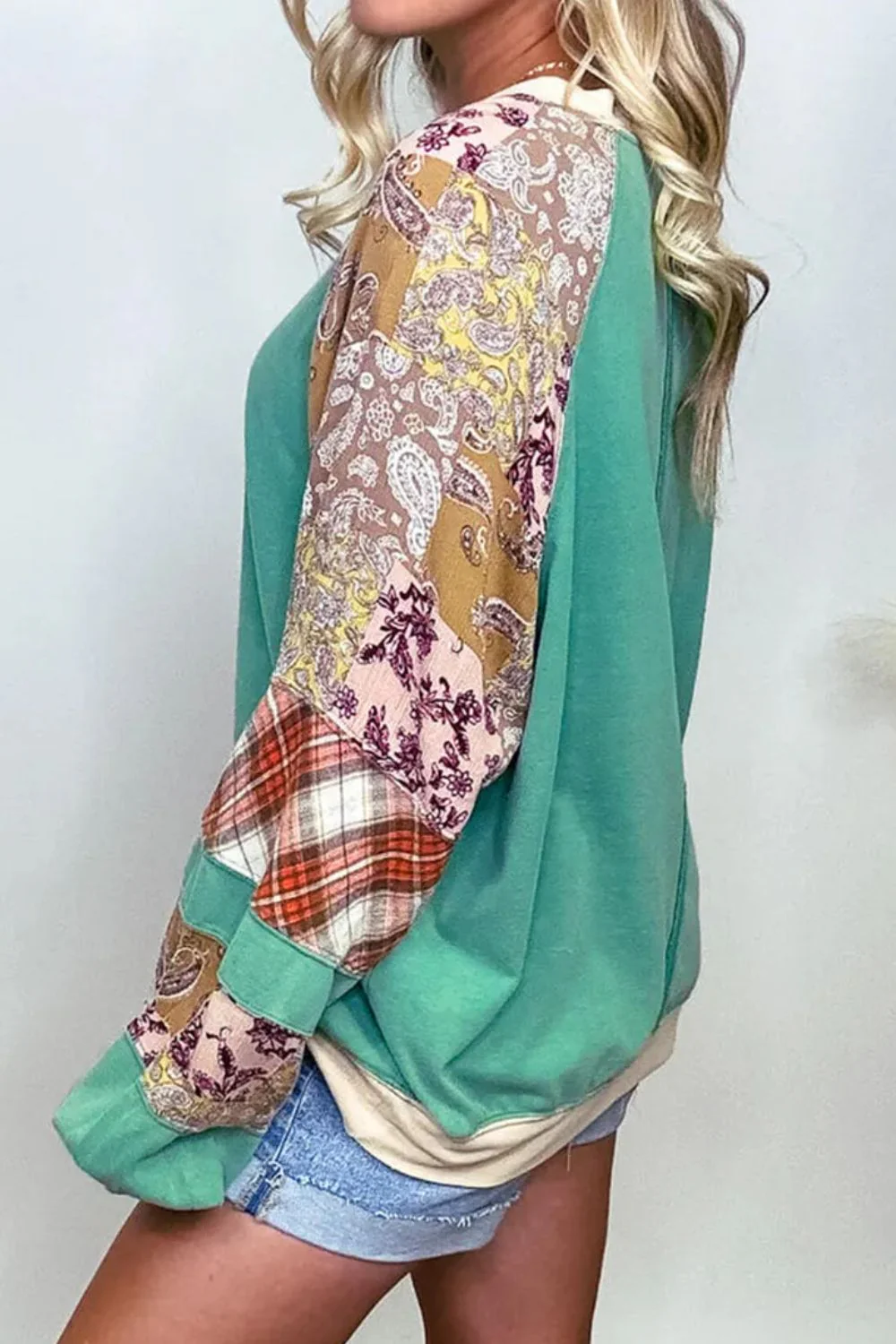 Plus Size Printed Raglan Sleeve Sweatshirt - Image 3