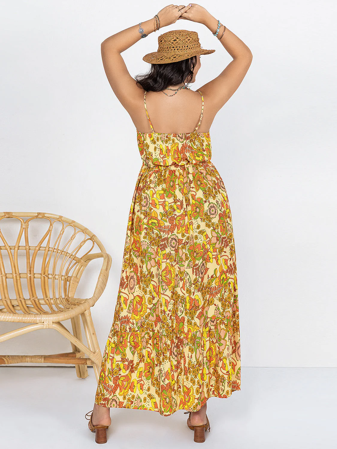 Plus Size Printed V-Neck Maxi Cami Dress - Image 2