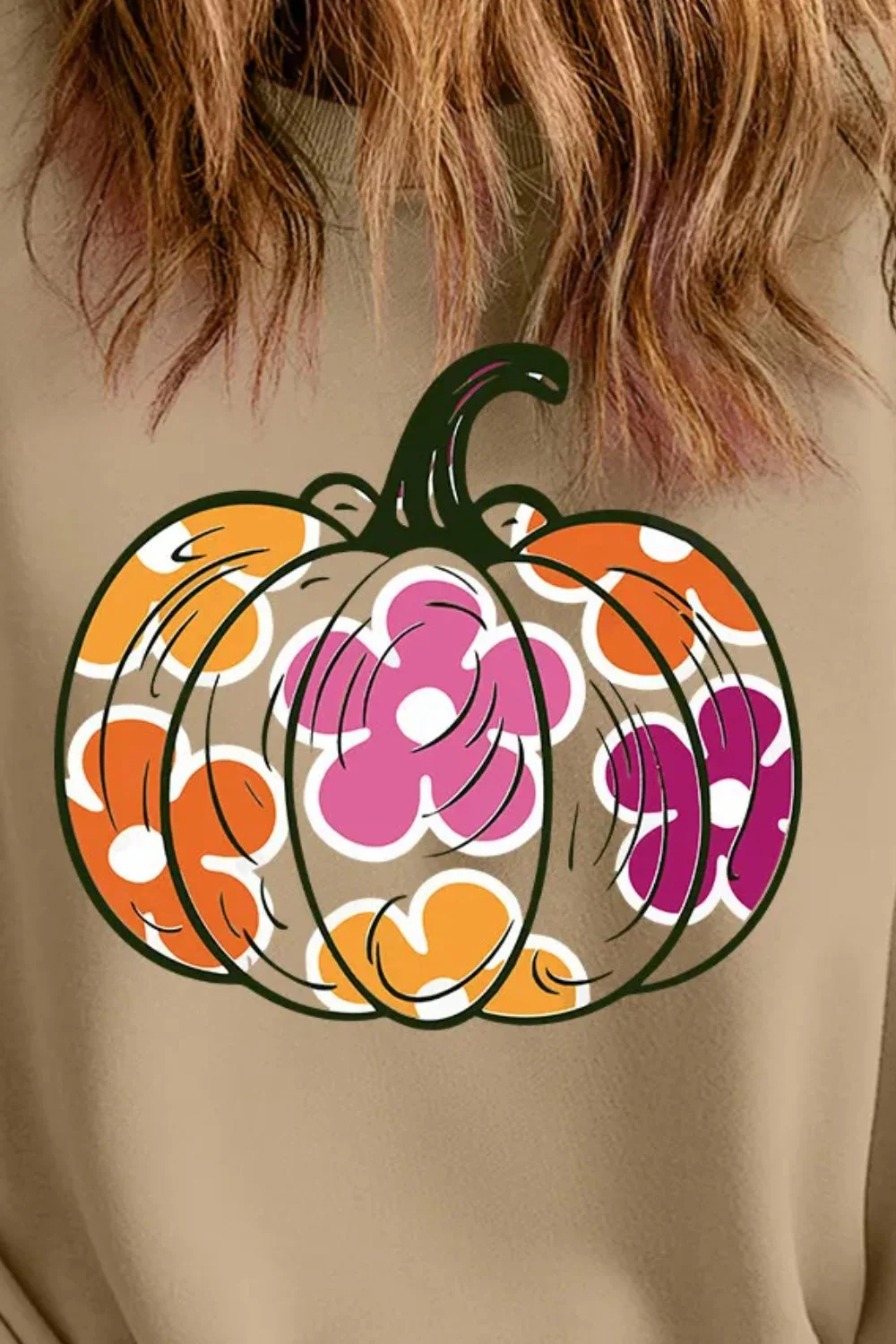 Plus Size Pumpkin Graphic Dropped Shoulder Sweatshirt - Image 3