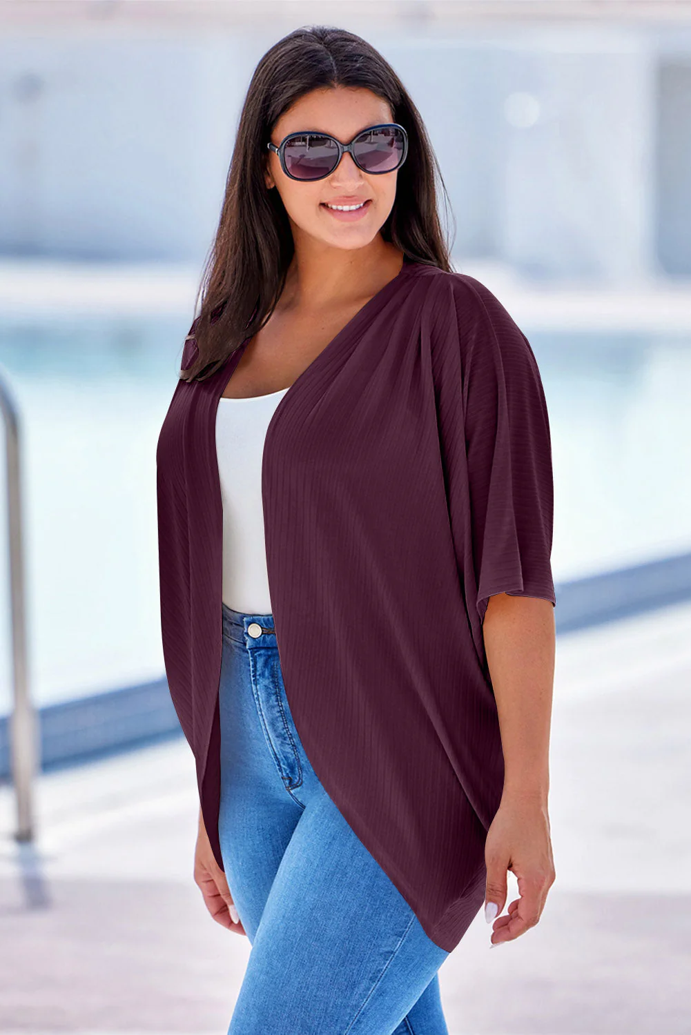 Plus Size Ribbed Cocoon Cover Up - Image 19