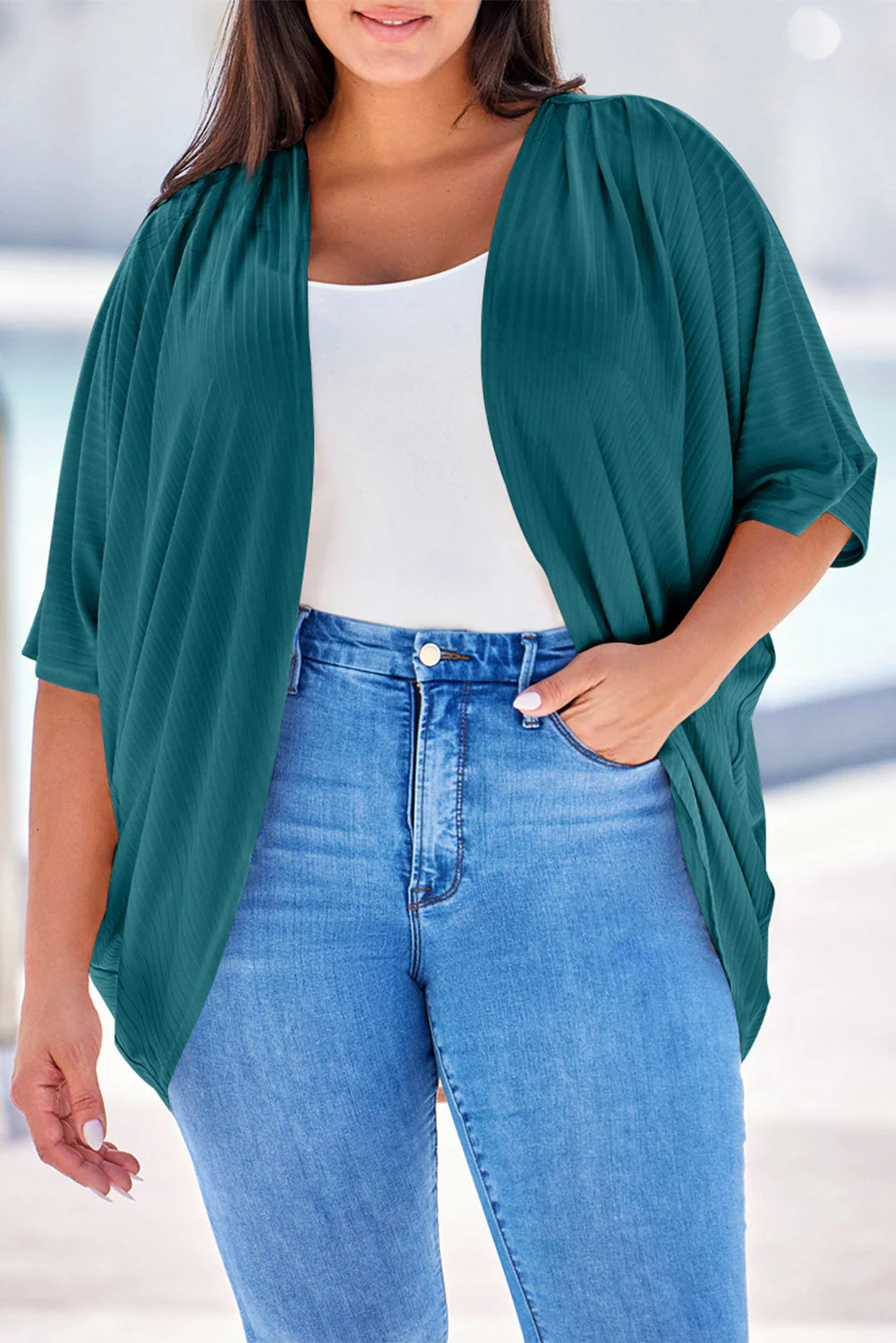 Plus Size Ribbed Cocoon Cover Up - Image 20