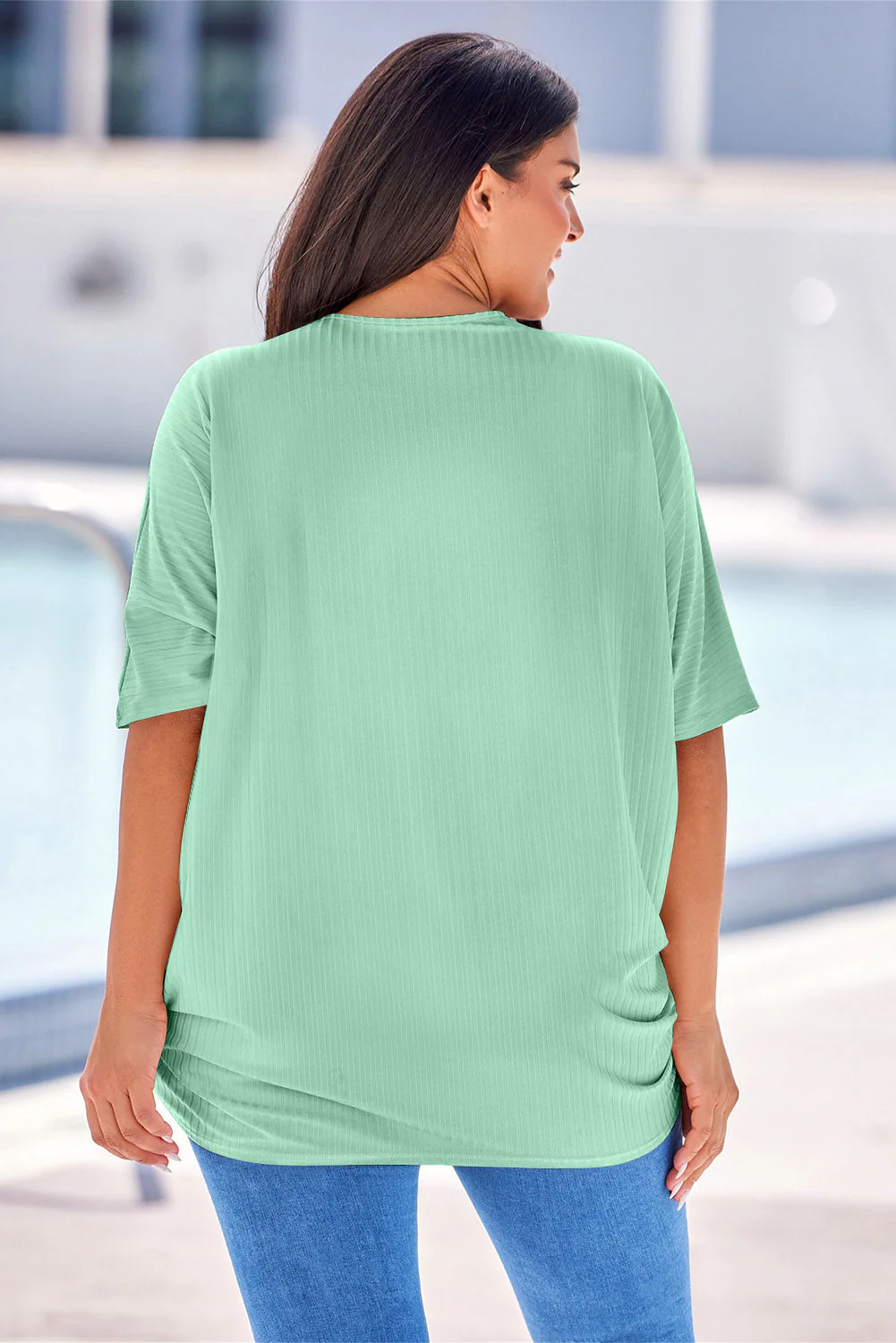 Plus Size Ribbed Cocoon Cover Up - Image 24