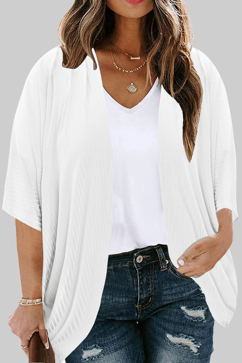 Plus Size Ribbed Cocoon Cover Up - Image 26