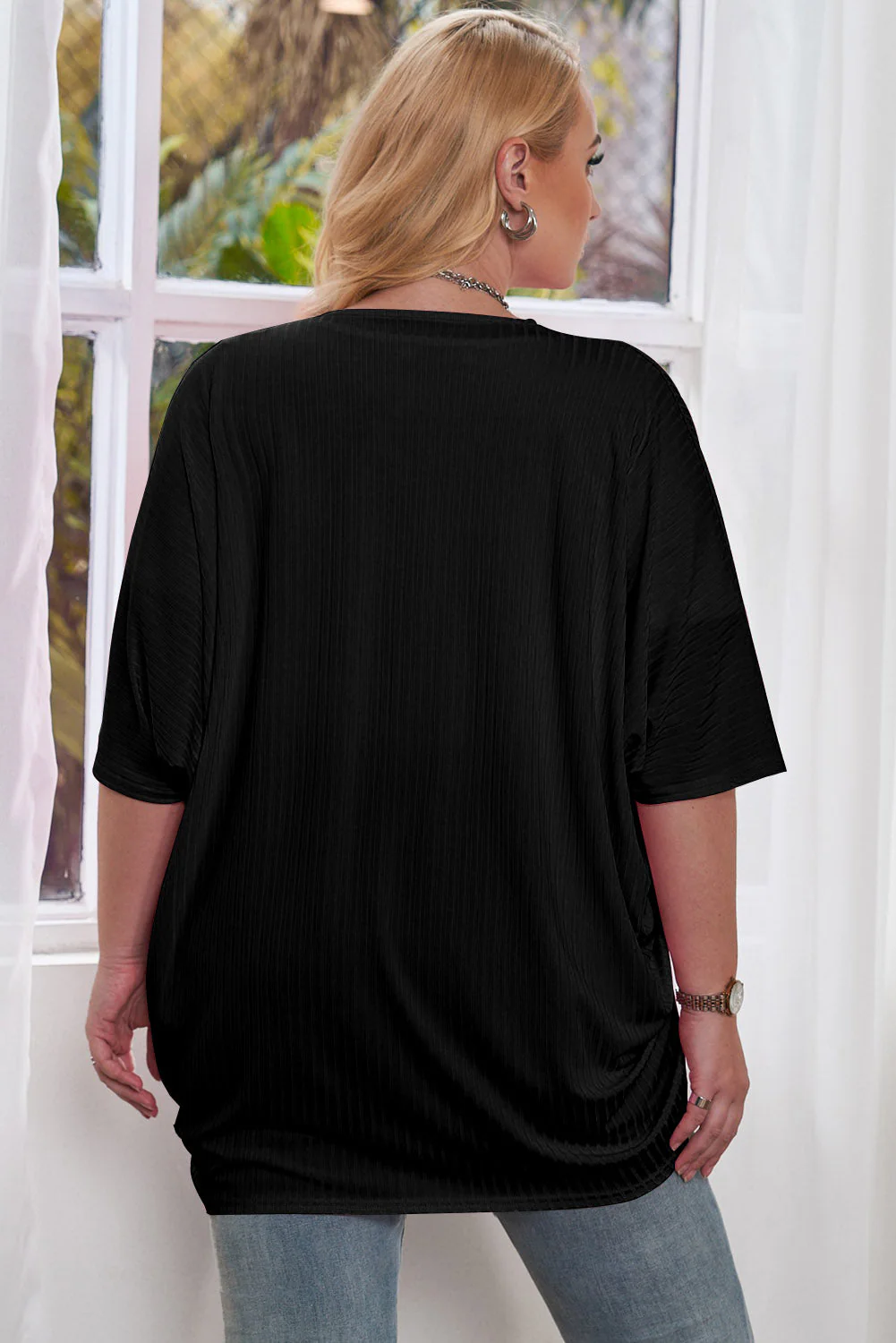 Plus Size Ribbed Cocoon Cover Up - Image 3