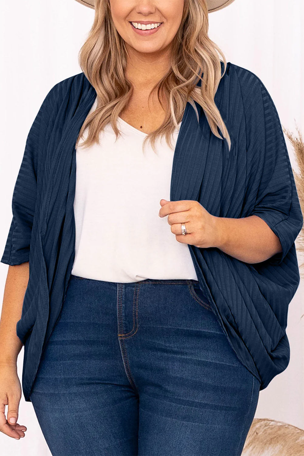 Plus Size Ribbed Cocoon Cover Up - Image 32