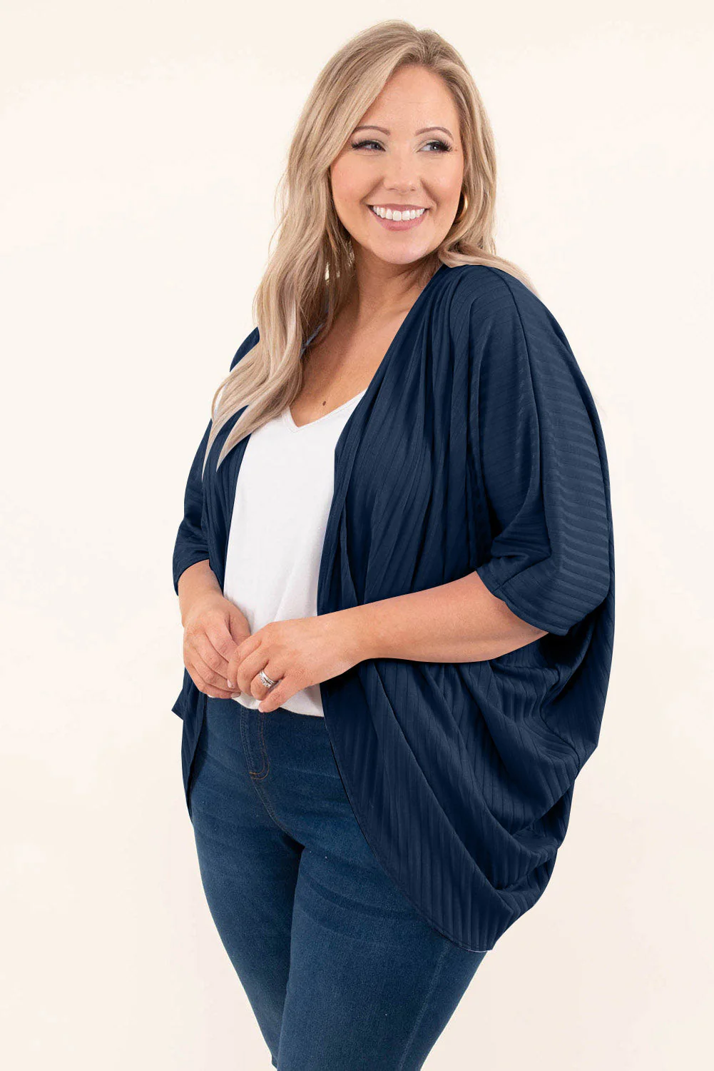 Plus Size Ribbed Cocoon Cover Up - Image 34